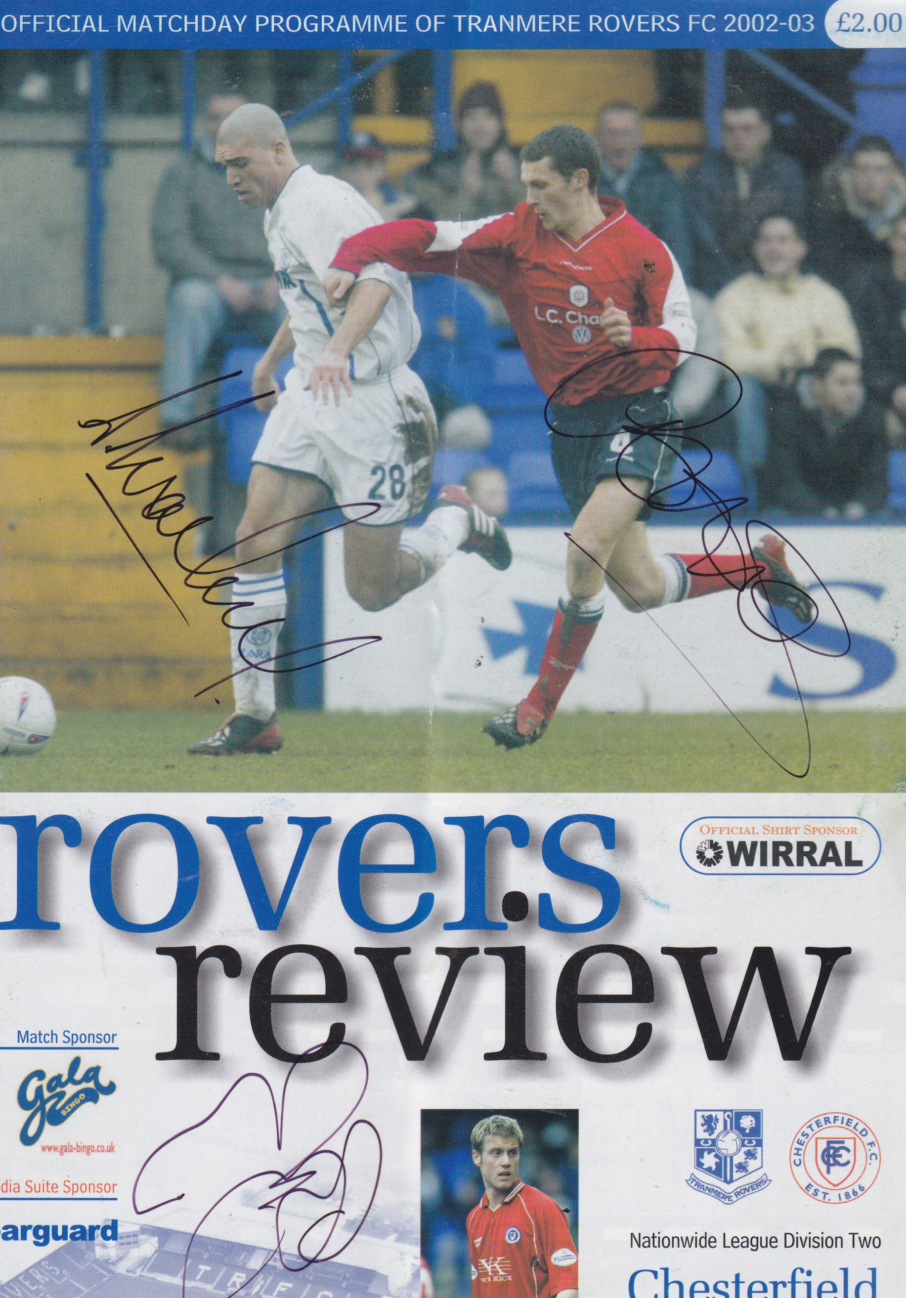 Match Programme For {home}} 2-1 Chesterfield, League, 2003-03-29
