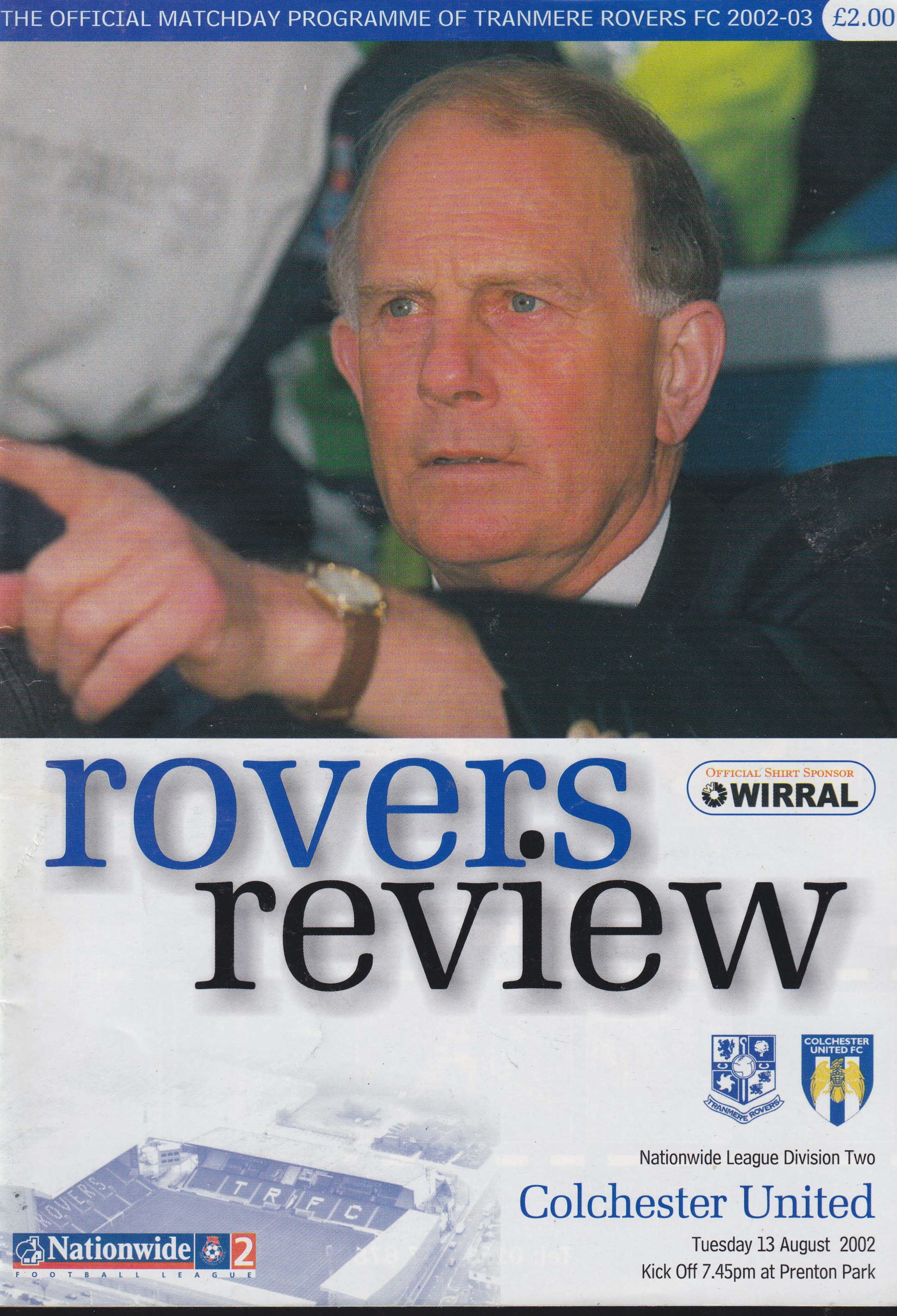 Match Programme For {home}} 1-1 Colchester United, League, 2002-08-13