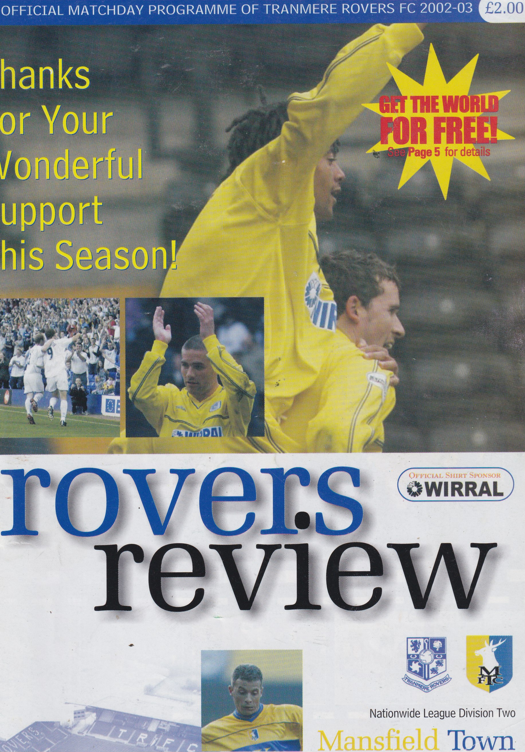 Match Programme For {home}} 3-1 Mansfield Town, League, 2003-04-29