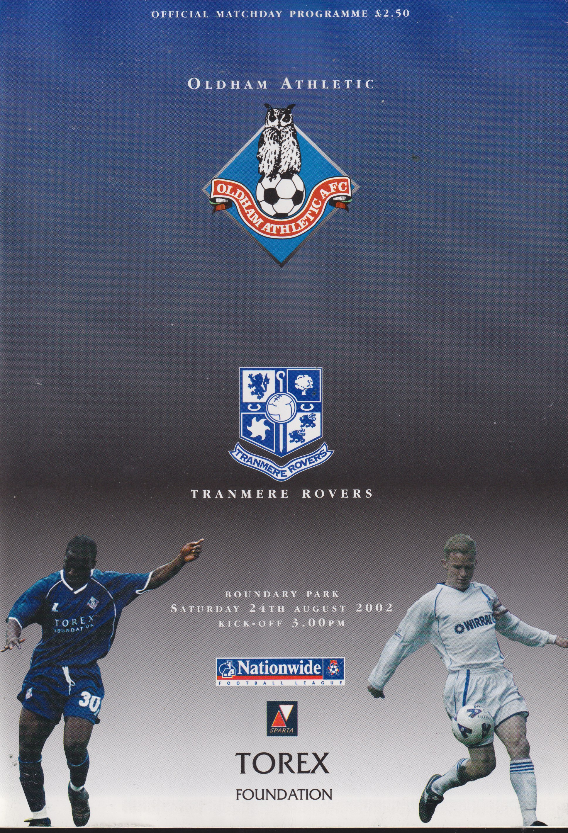 Match Programme For {home}} 2-0 Tranmere Rovers, League, 2002-08-24