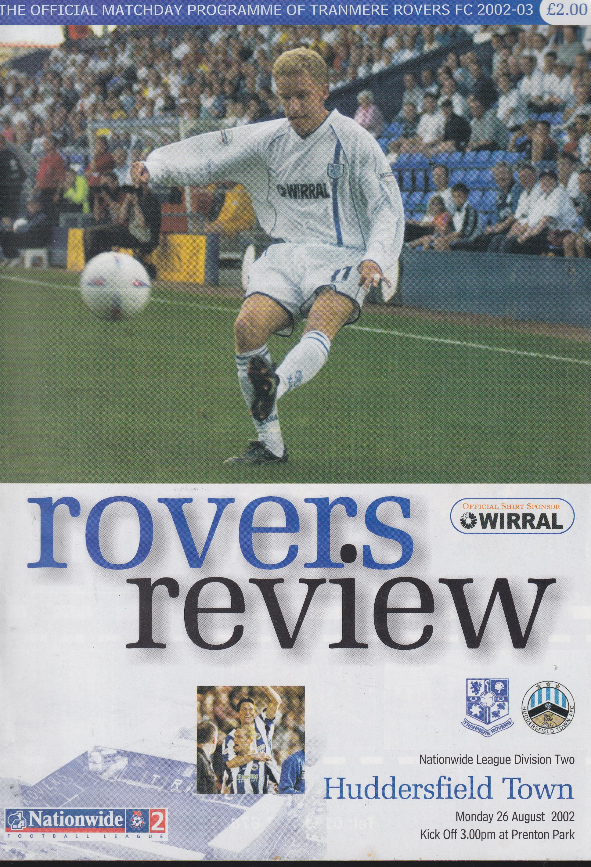 Match Programme For {home}} 2-1 Huddersfield Town, League, 2002-08-26
