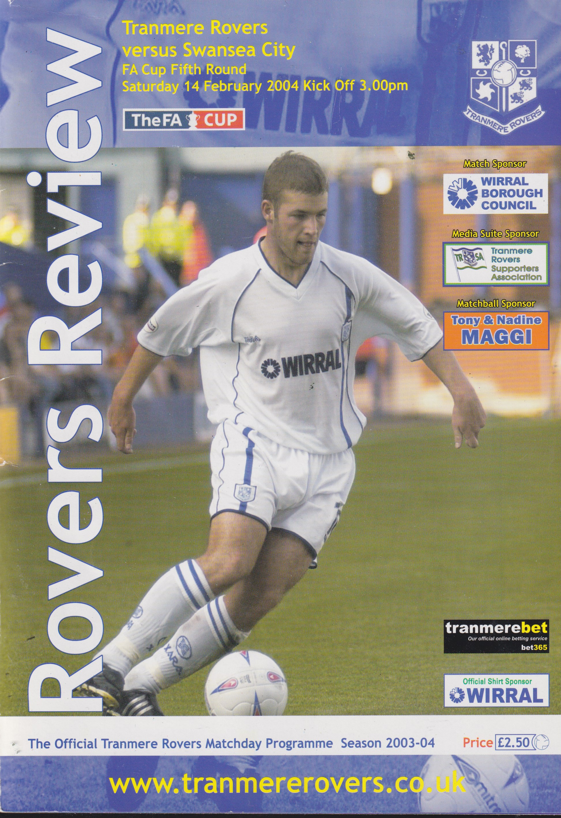 Match Programme For {home}} 2-1 Swansea City, FA Cup, 2004-02-14
