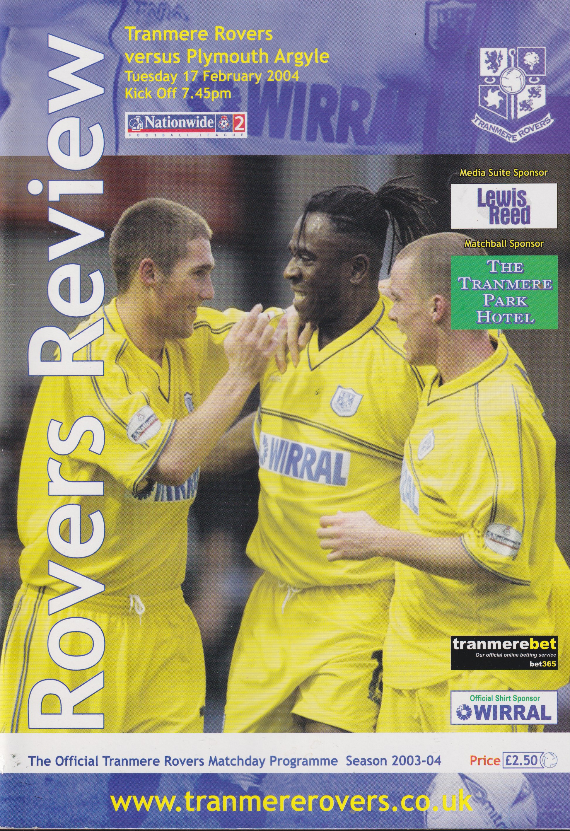 Match Programme For {home}} 3-0 Plymouth Argyle, League, 2004-02-17