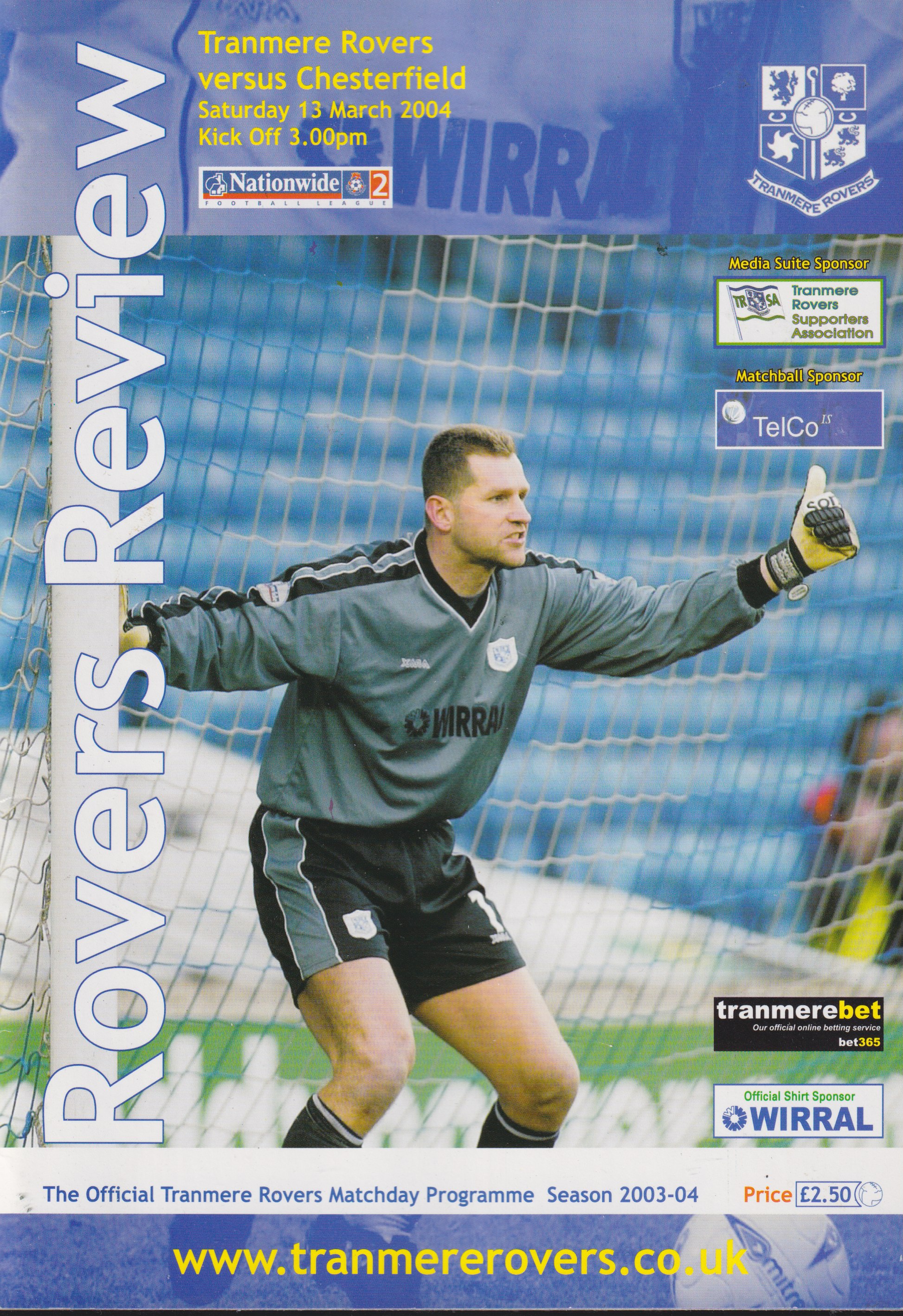 Match Programme For {home}} 2-3 Chesterfield, League, 2004-03-13