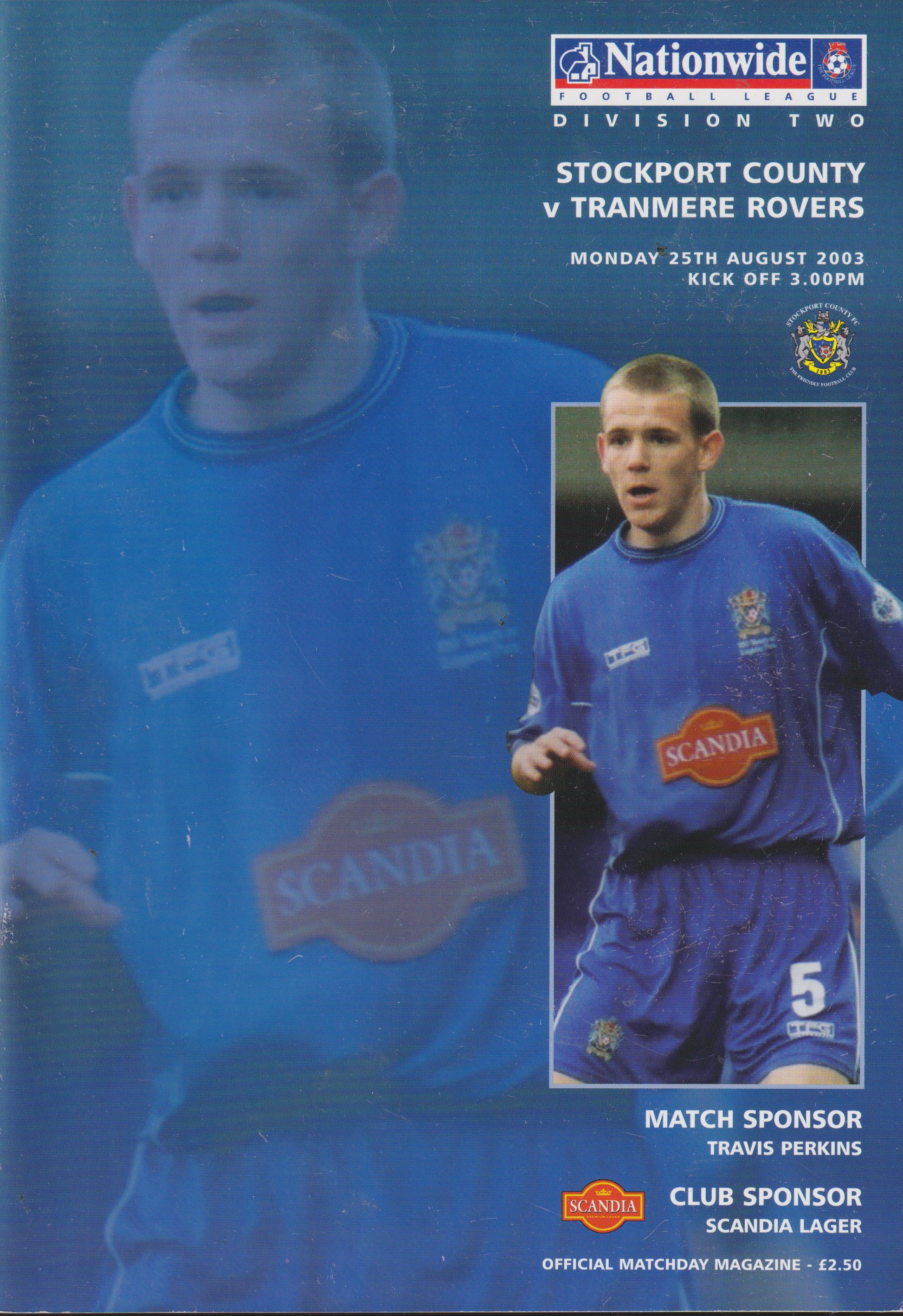 Match Programme For {home}} 1-1 Tranmere Rovers, League, 2003-08-25