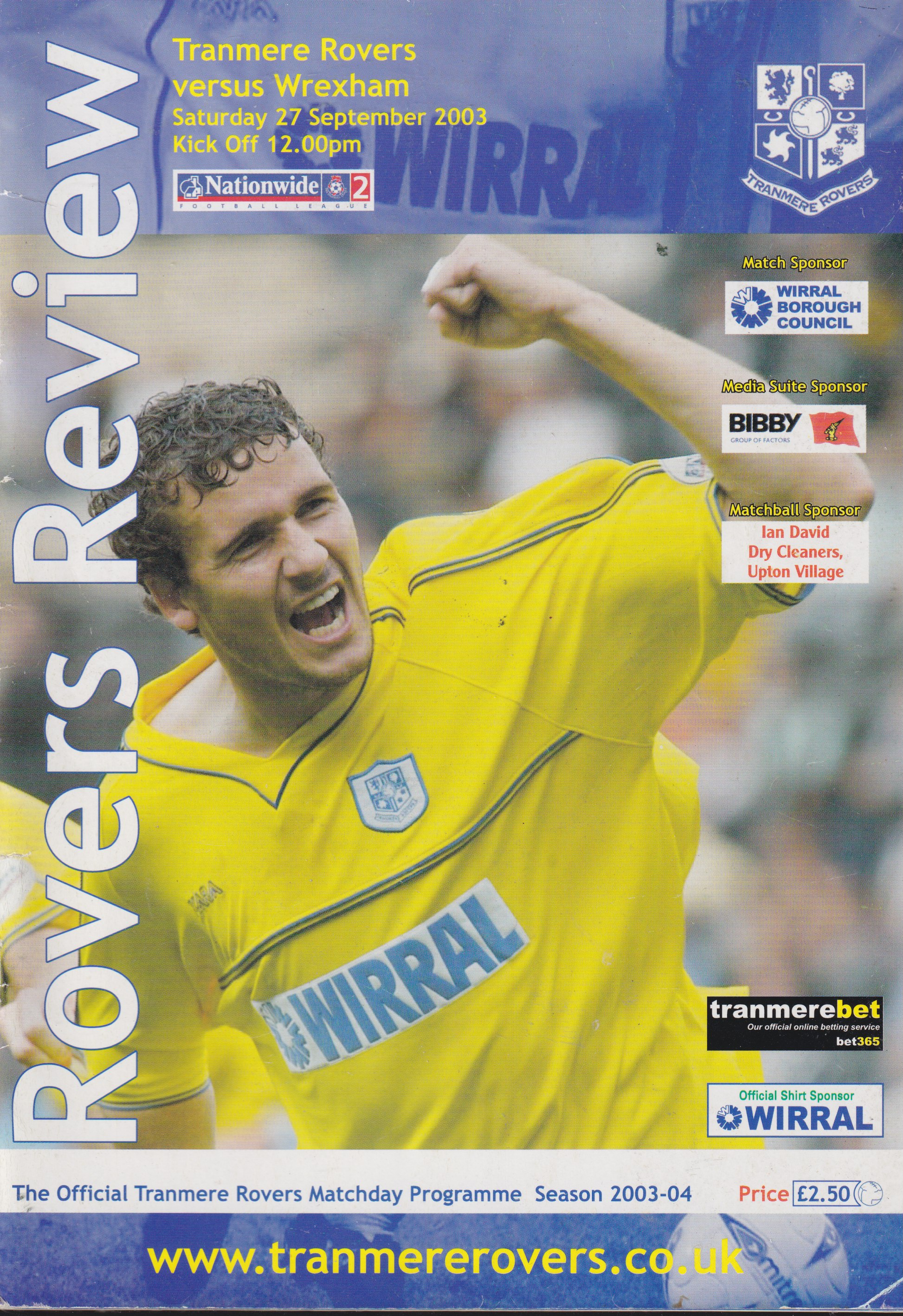 Match Programme For {home}} 1-2 Wrexham, League, 2003-09-27