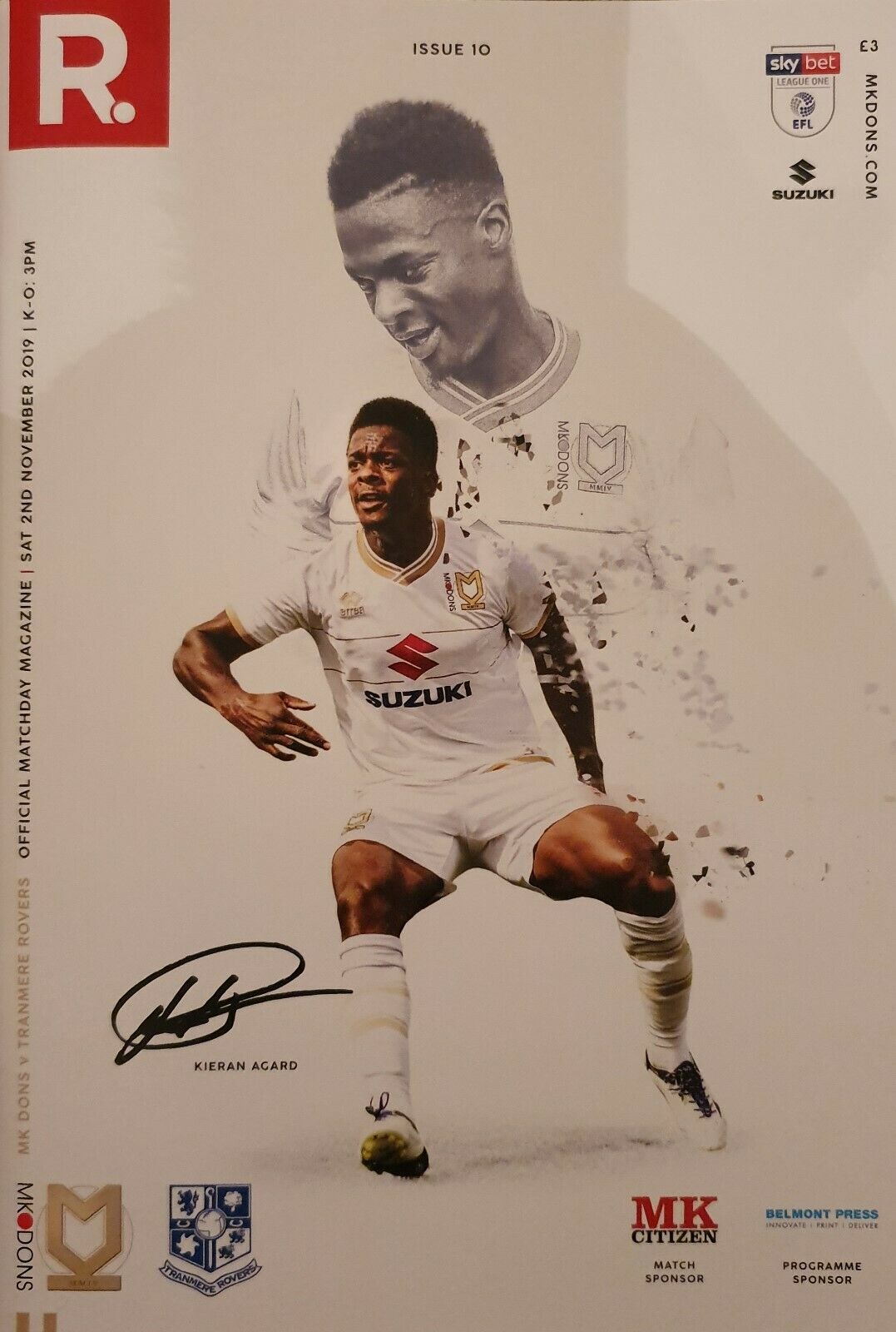 Match Programme For {home}} 1-3 Tranmere Rovers, League, 2019-11-02