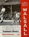 Walsall v Tranmere Rovers Match Programme 1974-09-21