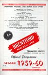 Brentford v Tranmere Rovers Match Programme 1959-10-10